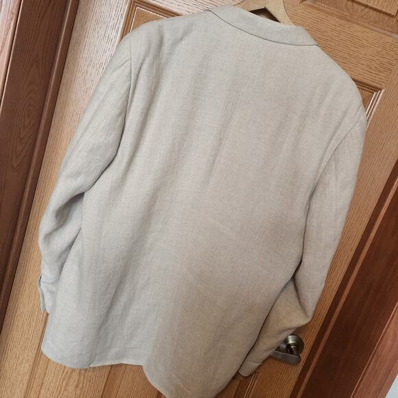 Cellini Linea Uomo Men's 100% Linen Blazer Sport Coat Lightweight Tan Coat Lined - Picture 10 of 16